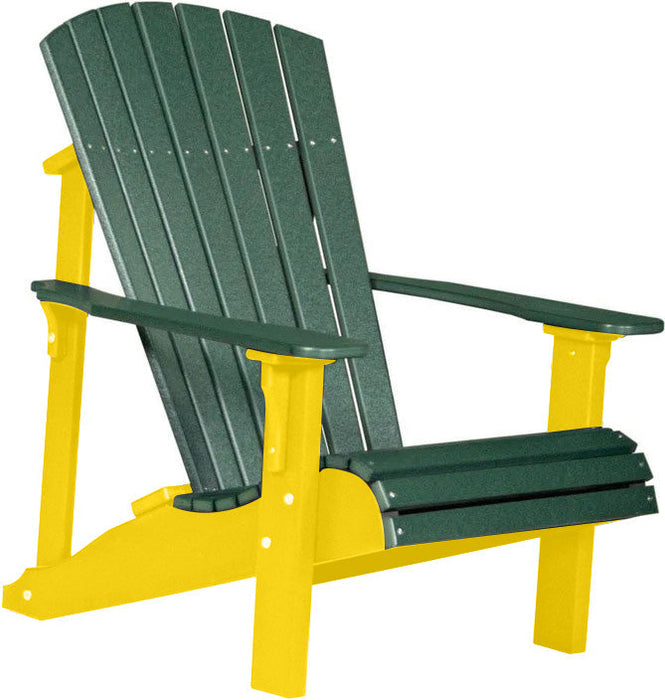 LuxCraft LuxCraft Green Deluxe Recycled Plastic Adirondack Chair Green on Yellow Adirondack Deck Chair