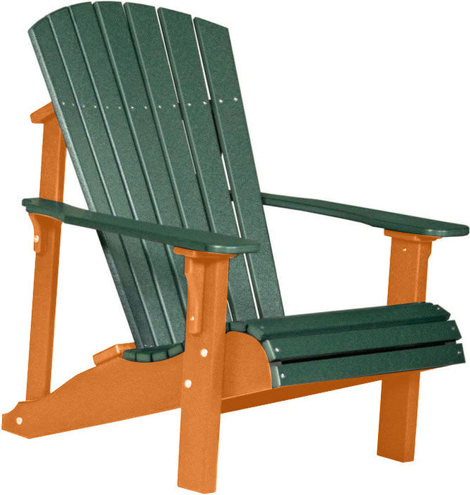 LuxCraft LuxCraft Green Deluxe Recycled Plastic Adirondack Chair With Cup Holder Green on Tangerine Adirondack Deck Chair