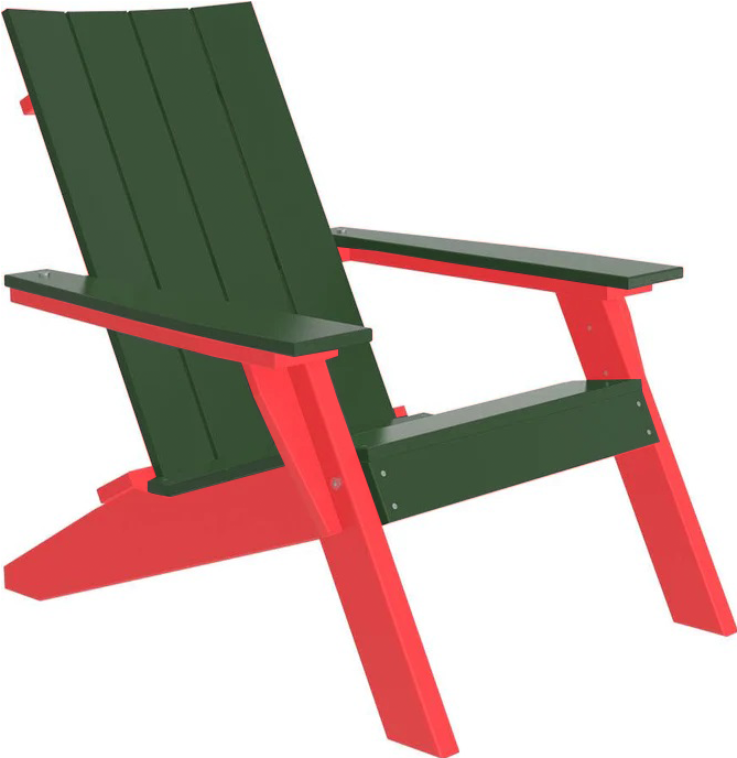 LuxCraft Luxcraft Green Urban Adirondack Chair With Cup Holder Green on Red Adirondack Deck Chair UACGR