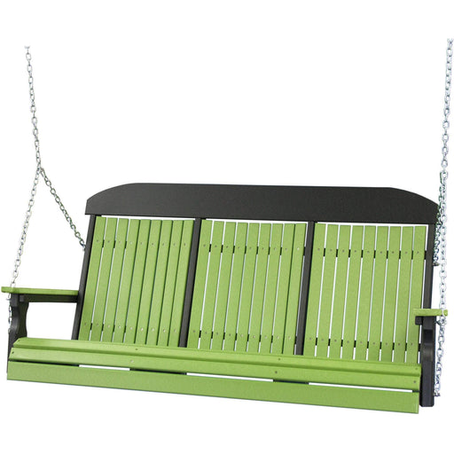 LuxCraft LuxCraft Lime Green Classic Highback 5ft. Recycled Plastic Porch Swing Lime Green On Black / Classic Porch Swing Porch Swing 5CPSLGB