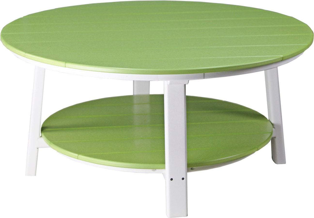 LuxCraft LuxCraft Lime Green Recycled Plastic Deluxe Conversation Table With Cup Holder Lime Green on White Conversation Table PDCTLGW