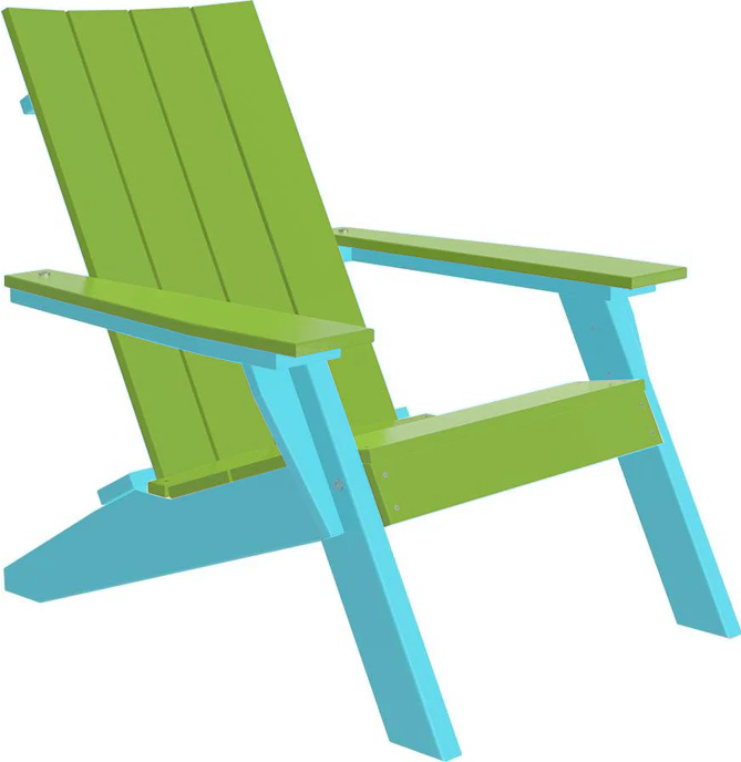 LuxCraft Luxcraft Lime Green Urban Adirondack Chair Lime Green on Aruba Blue Adirondack Deck Chair UACLGAB