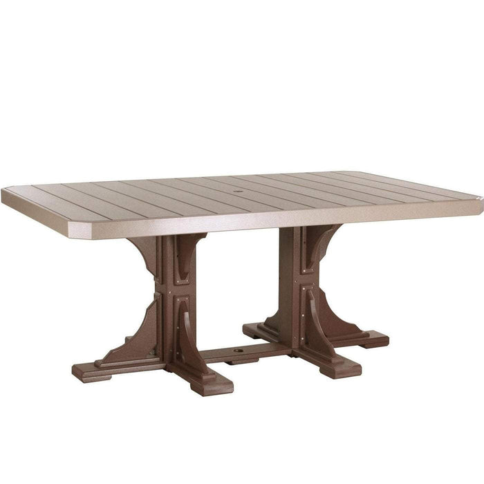 LuxCraft LuxCraft Recycled Plastic 4x6 Rectangular Table With Cup Holder Weather Wood On Chestnut Brown / Bar Tables P46RTBWWCBR