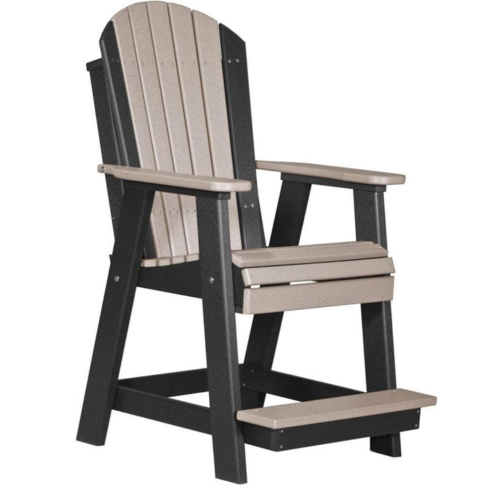 LuxCraft LuxCraft Recycled Plastic Adirondack Balcony Chair Weatherwood On Black Adirondack Chair PABCWWB