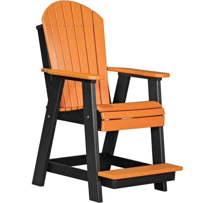 LuxCraft LuxCraft Recycled Plastic Adirondack Balcony Chair With Cup Holder Tangerine On Black Adirondack Chair PABCTB