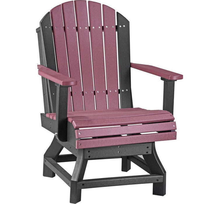 LuxCraft LuxCraft Recycled Plastic Adirondack Swivel Chair Cherrywood On Black / Bar Chair Adirondack Chair PASCBCWB