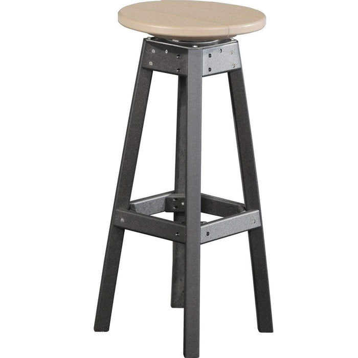 LuxCraft LuxCraft Recycled Plastic Bar Stool Weatherwood On Black Stool PBSWWB