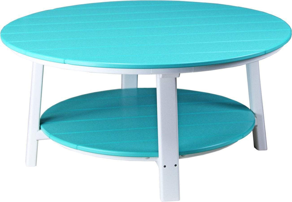 LuxCraft LuxCraft Recycled Plastic Deluxe Conversation Table Aruba Blue on White Accessories PDCTABW