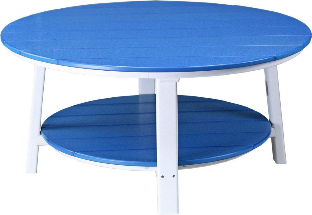 LuxCraft LuxCraft Recycled Plastic Deluxe Conversation Table Blue on White Accessories PDCTBW