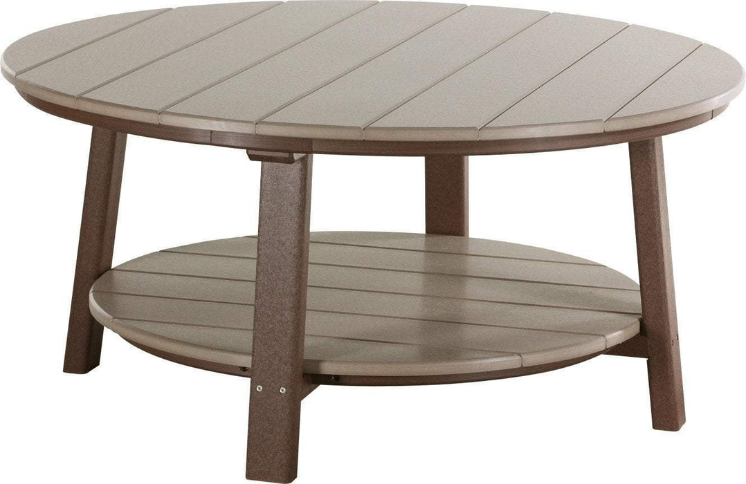 LuxCraft LuxCraft Recycled Plastic Deluxe Conversation Table Weather Wood on Chestnut Brown Accessories PDCTWWCBR