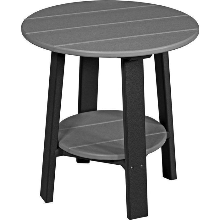 LuxCraft LuxCraft Recycled Plastic Deluxe End Table With Cup Holder Dove Gray on Slate End Table PDETDGS