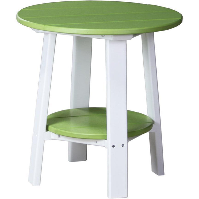 LuxCraft LuxCraft Recycled Plastic Deluxe End Table With Cup Holder Lime Green On White End Table PDETLGW