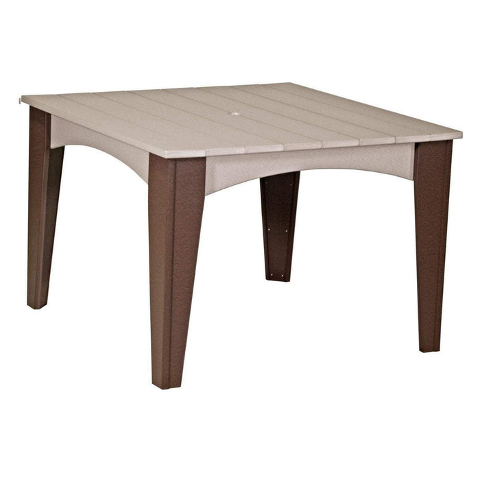 LuxCraft LuxCraft Recycled Plastic Island Dining Table With Cup Holder Weather Wood On Chestnut Brown Tables IDT44SWWCBR