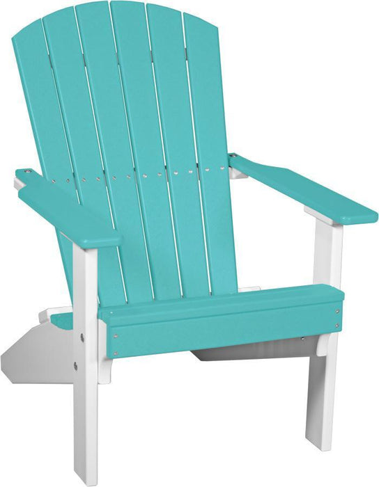 LuxCraft LuxCraft Recycled Plastic Lakeside Adirondack Chair Aruba Blue on White Adirondack Deck Chair LACABW