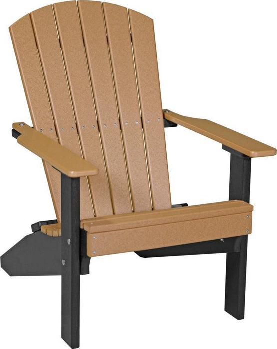 LuxCraft LuxCraft Recycled Plastic Lakeside Adirondack Chair With Cup Holder Cedar on Black Adirondack Deck Chair LACCB