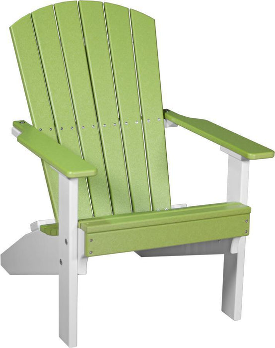 LuxCraft LuxCraft Recycled Plastic Lakeside Adirondack Chair With Cup Holder Lime Green on White Adirondack Deck Chair LACLGW