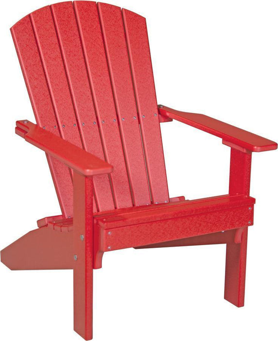 LuxCraft LuxCraft Recycled Plastic Lakeside Adirondack Chair With Cup Holder Red Adirondack Deck Chair LACR