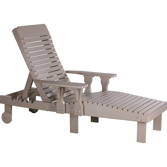 LuxCraft LuxCraft Recycled Plastic Lounge Chair With Cup Holder Weatherwood Adirondack Deck Chair PLCWW