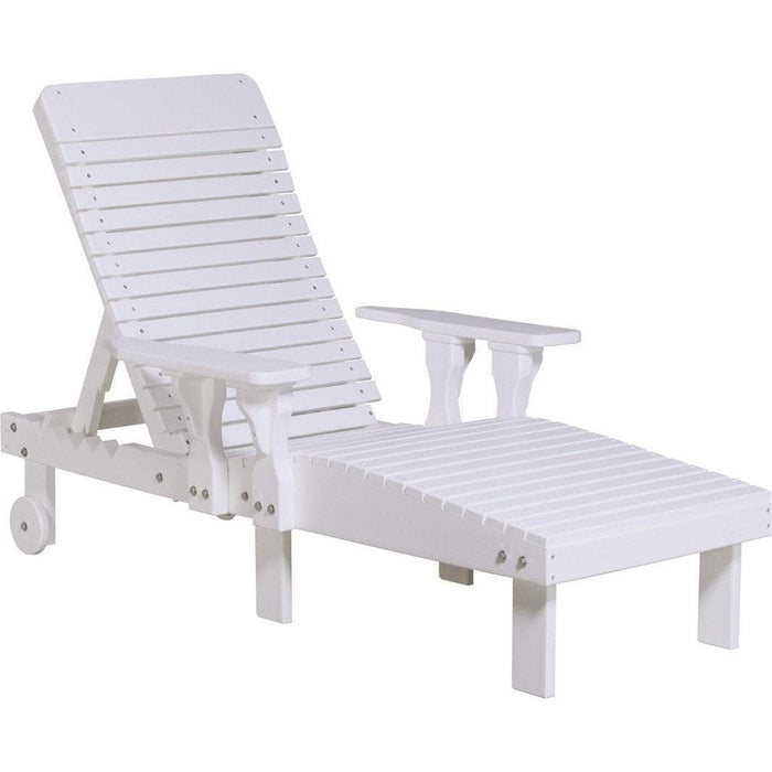 LuxCraft LuxCraft Recycled Plastic Lounge Chair With Cup Holder White Adirondack Deck Chair PLCW