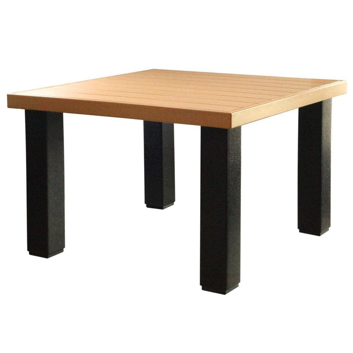 LuxCraft LuxCraft Recycled Plastic Square Contemporary Table With Cup Holder Cedar On Black Tables P4SCTCB