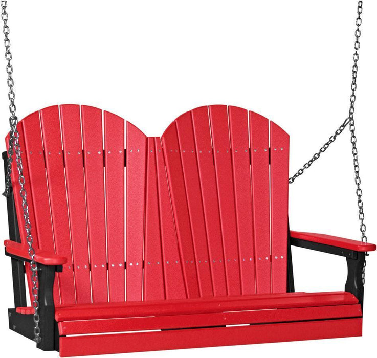 LuxCraft LuxCraft Red Adirondack 4ft. Recycled Plastic Porch Swing Red on Black / Adirondack Porch Swing Porch Swing 4APSRB