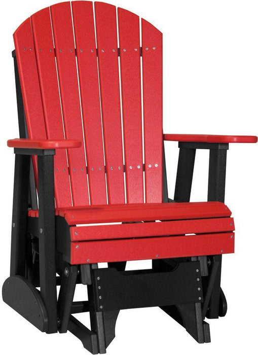 LuxCraft LuxCraft Red Adirondack Recycled Plastic 2 Foot Glider Chair With Cup Holder Red on Black Glider Chair 2APGRB