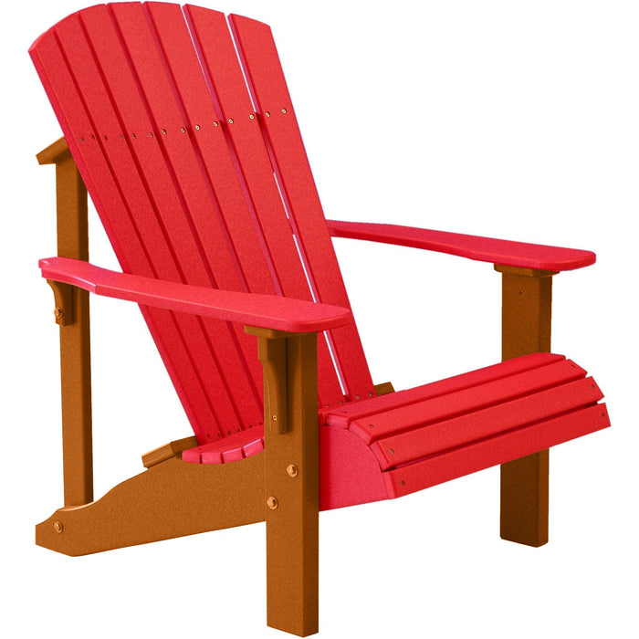 LuxCraft LuxCraft Red Deluxe Recycled Plastic Adirondack Chair With Cup Holder Red on Tangerine Adirondack Deck Chair