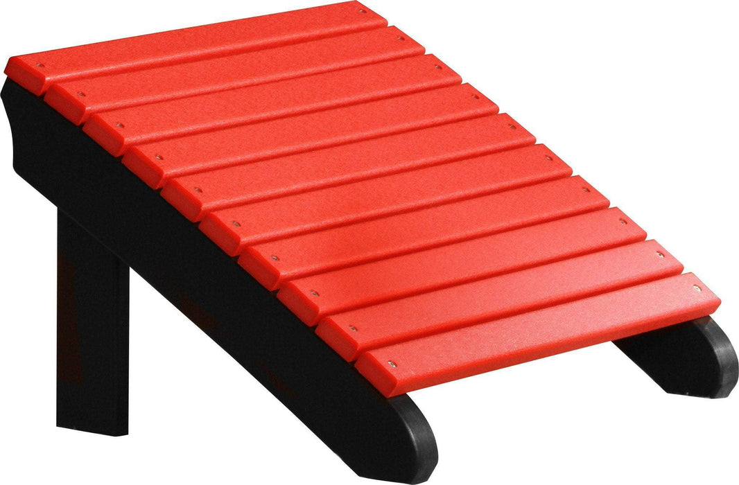 LuxCraft LuxCraft Red Recycled Plastic Deluxe Adirondack Footrest Red On Black Adirondack Deck Chair PDAFRB