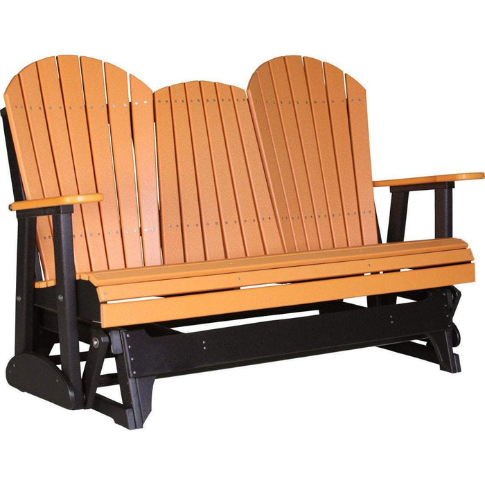 LuxCraft LuxCraft Tangerine 5 ft. Recycled Plastic Adirondack Outdoor Glider Tangerine On Black Adirondack Glider 5APGTB