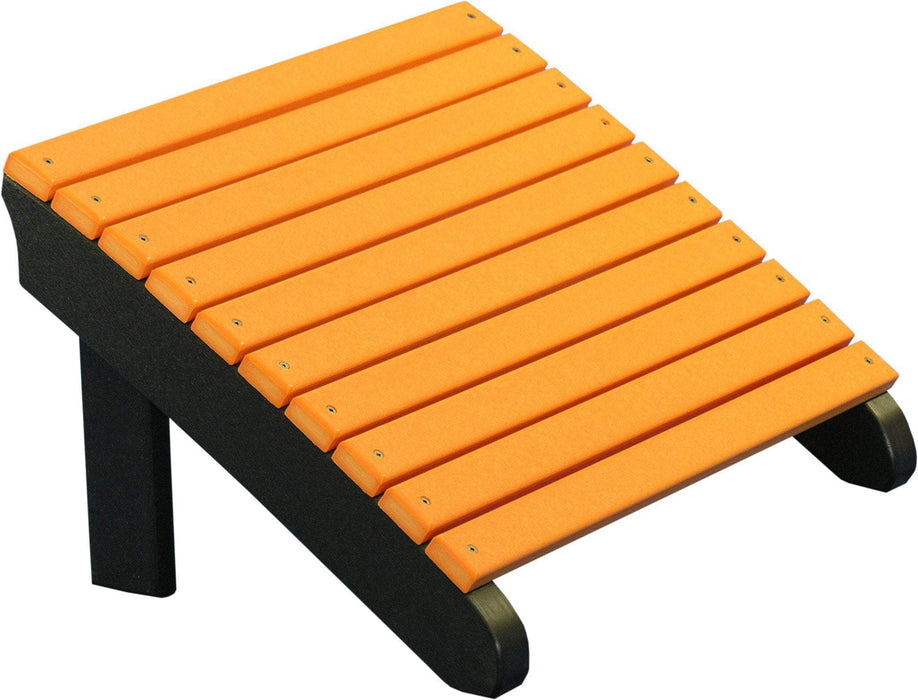 LuxCraft LuxCraft Tangerine Recycled Plastic Deluxe Adirondack Footrest Tangerine On Black Adirondack Deck Chair PDAFTB