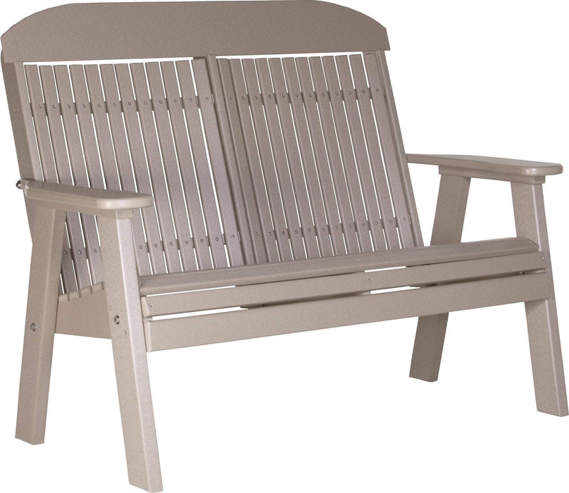 LuxCraft LuxCraft Weatherwood 4' Classic Highback Recycled Plastic Bench Weatherwood Bench 4CPBWW