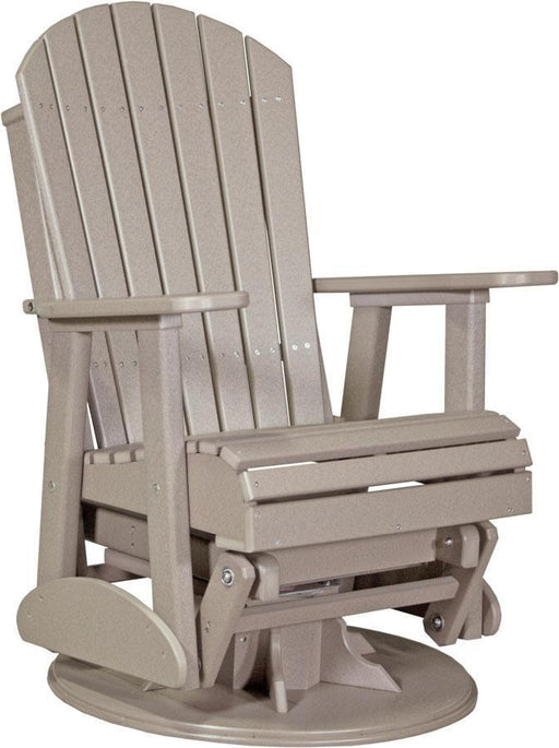 LuxCraft Luxcraft Weatherwood Adirondack Recycled Plastic Swivel Glider Chair Weatherwood Glider Chair 2ARSWW