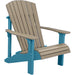 LuxCraft LuxCraft Weatherwood Deluxe Recycled Plastic Adirondack Chair Weatherwood on Aruba Blue Adirondack Deck Chair PDACWWAB