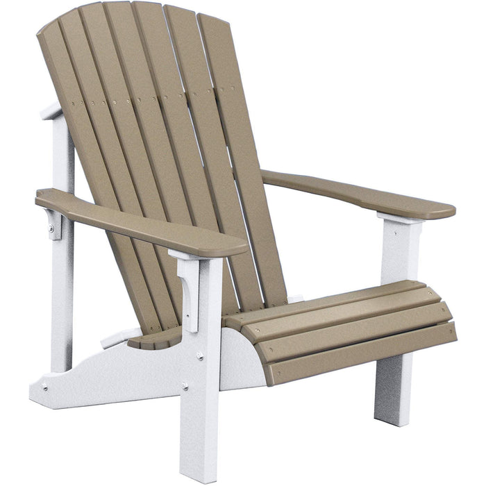 LuxCraft LuxCraft Weatherwood Deluxe Recycled Plastic Adirondack Chair Weatherwood on White Adirondack Deck Chair