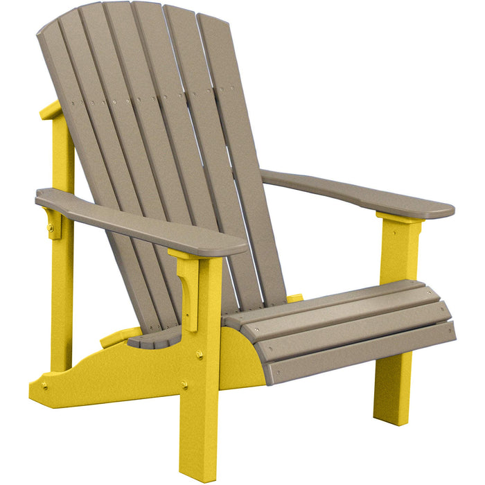 LuxCraft LuxCraft Weatherwood Deluxe Recycled Plastic Adirondack Chair With Cup Holder Adirondack Deck Chair