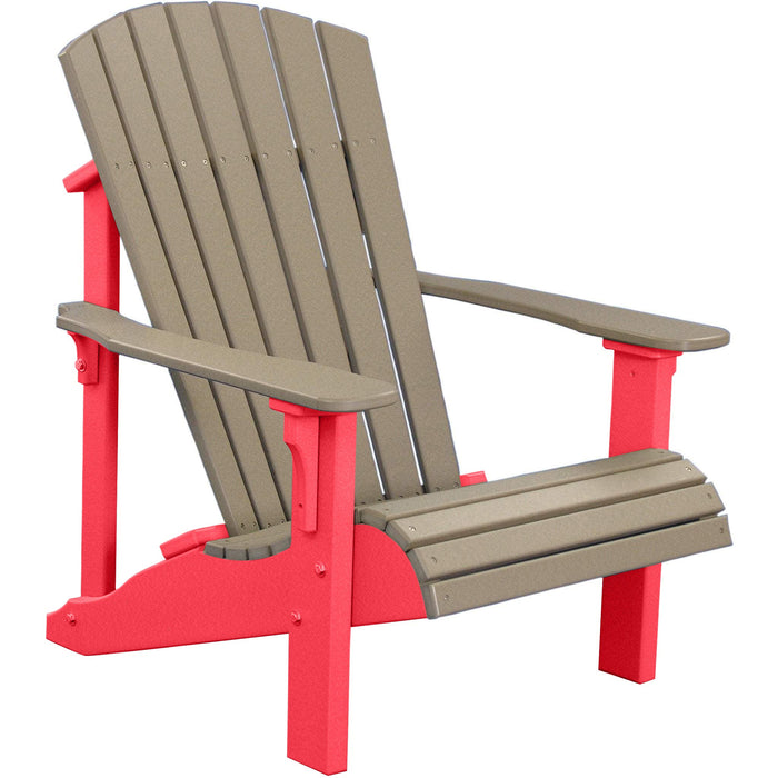 LuxCraft LuxCraft Weatherwood Deluxe Recycled Plastic Adirondack Chair With Cup Holder Adirondack Deck Chair