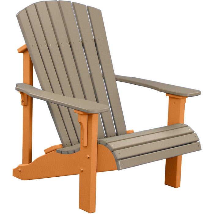 LuxCraft LuxCraft Weatherwood Deluxe Recycled Plastic Adirondack Chair With Cup Holder Adirondack Deck Chair