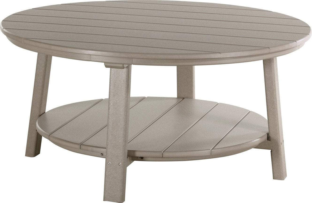 LuxCraft LuxCraft Weatherwood Recycled Plastic Deluxe Conversation Table With Cup Holder Weatherwood Conversation Table PDCTWW