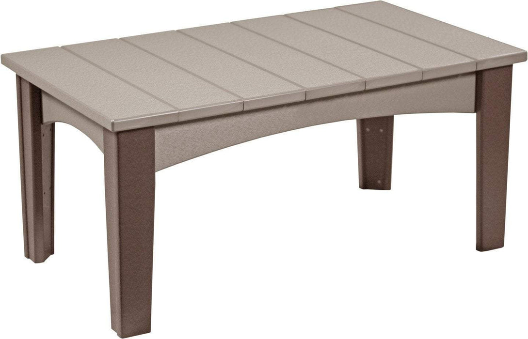 LuxCraft LuxCraft Weatherwood Recycled Plastic Island Coffee Table With Cup Holder Weatherwood on Chestnut Brown Accessories ICTWWCBR