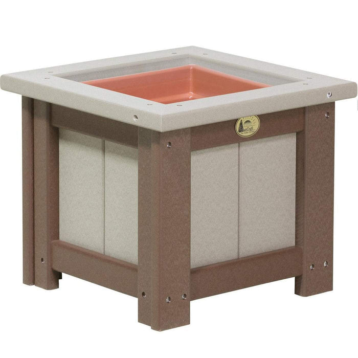 LuxCraft LuxCraft Weatherwood Recycled Plastic Square Planter With Cup Holder Weatherwood On Chestnut Brown / 15" Planter Box P15SPWWCBR