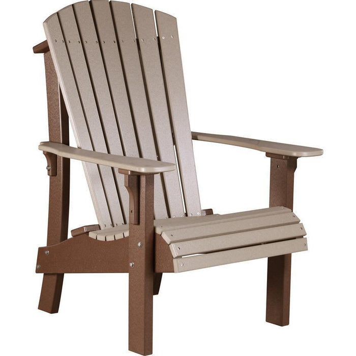 LuxCraft LuxCraft Weatherwood Royal Recycled Plastic Adirondack Chair Weatherwood On Chestnut Brown Adirondack Deck Chair RACWWCBR