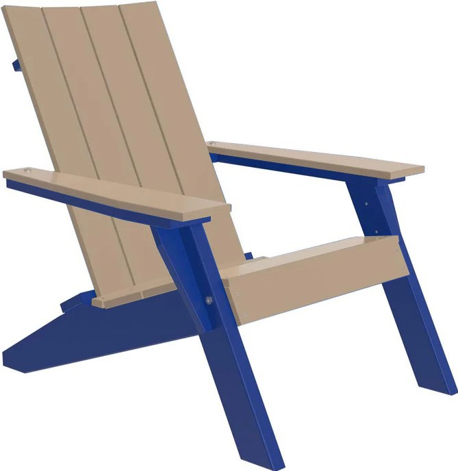 LuxCraft Luxcraft Weatherwood Urban Adirondack Chair Weatherwood on Blue Adirondack Deck Chair UACWWBL