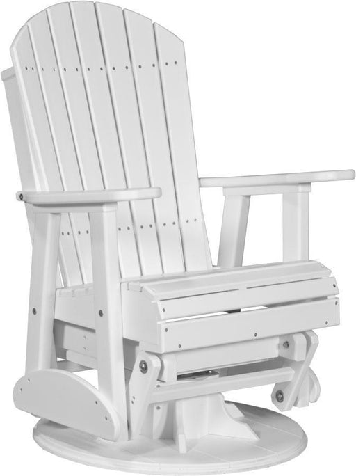 LuxCraft Luxcraft White Adirondack Recycled Plastic Swivel Glider Chair White Glider Chair 2ARSW