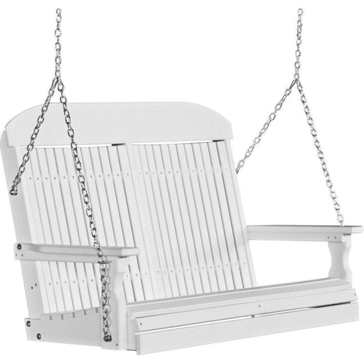 LuxCraft LuxCraft White Classic Highback 4ft. Recycled Plastic Porch Swing White Porch Swing 4CPSW