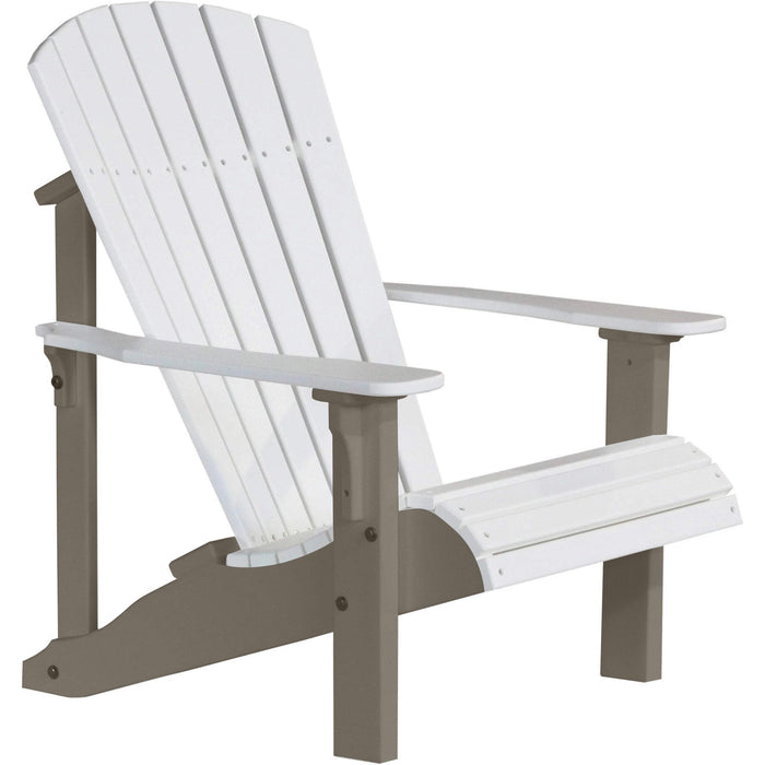 LuxCraft LuxCraft White Deluxe Recycled Plastic Adirondack Chair With Cup Holder White Adirondack Deck Chair PDACW