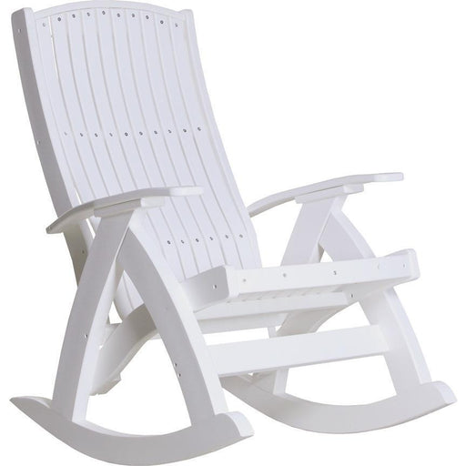 LuxCraft LuxCraft White Recycled Plastic Comfort Porch Rocking Chair With Cup Holder White Rocking Chair PCRW