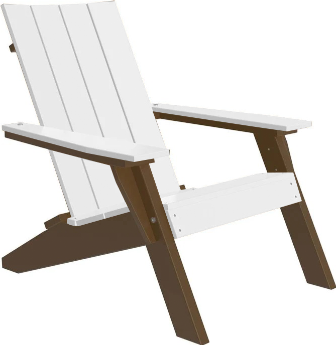 LuxCraft Luxcraft White Urban Adirondack Chair White on Chestnut Brown Adirondack Deck Chair