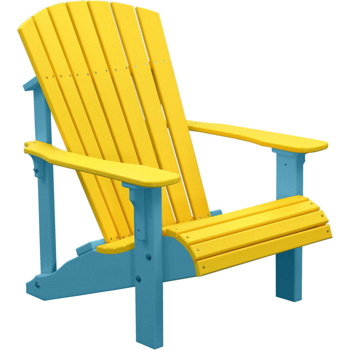 LuxCraft LuxCraft Yellow Deluxe Recycled Plastic Adirondack Chair With Cup Holder Adirondack Deck Chair