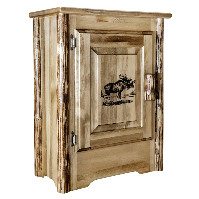 Montana Woodworks Glacier Country Accent Cabinet w/ Laser Engraved Design Stained & Lacquered / Moose Living Area, Entry, Study, Home Office MWGCACCCABLHLZMOOSE 661890461120