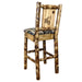 Montana Woodworks Glacier Country Barstool Back Woodland Upholstery w/ Laser Engraved Design Stained & Lacquered Stained & Lacquered / Wolf Dining, Kitchen, Game Room, Bar MWGCBSWNRWOODLZWOLF 661890464664